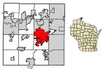 Waukesha County Wisconsin Incorporated and Unincorporated areas Waukesha Highlighted